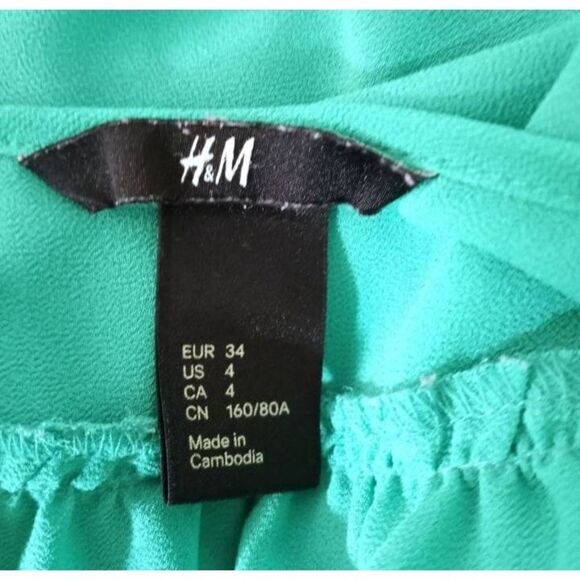 H&M GREEN BLOUSE SZ.4 EUC - Picture 4 of 4